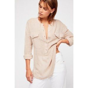 Free People Talk To Me Buttondown, Peach